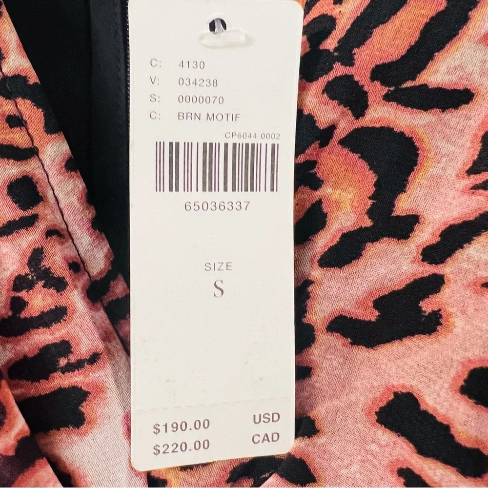 ANTHROPOLOGIE RANA GILL Long Sleeve Cutout Midi Dress in Leopard Size S